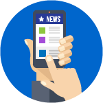 smart phone icon with news logo