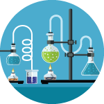 Chemistry laboratory with beakers